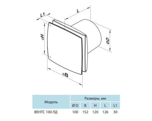 Витяжний вентилятор Вентс 100 ЛД