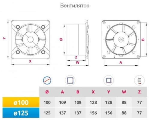Вытяжной вентилятор Awenta System+ KWS100 CZ PTСBP 100 пластик Черный глянец