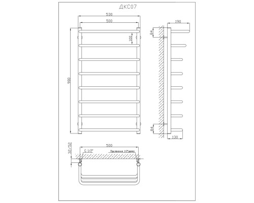 Рушникосушарка KOSSER Каскад Скоба 900х530/8