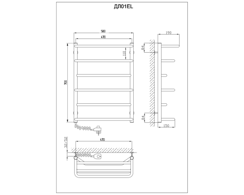 Рушникосушарка KOSSER Лотос 700х530/6 ЕL рег.