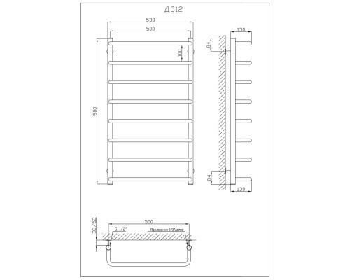 Рушникосушарка KOSSER Скоба 900х530/8
