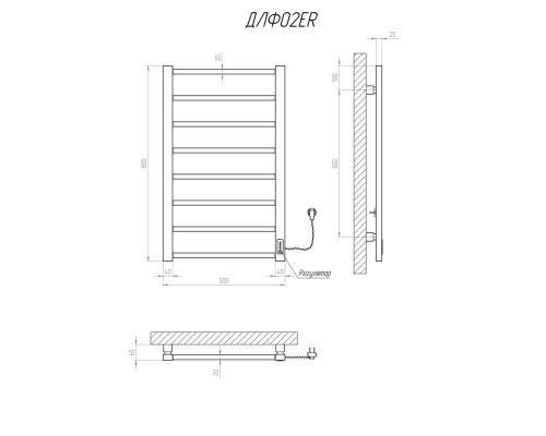Полотенцесушитель KOSSER Лофт 800х500 ER тайм. черный