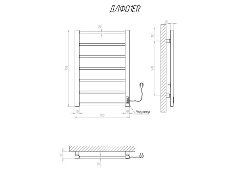 Полотенцесушитель KOSSER Лофт 700х500 ER тайм. черный