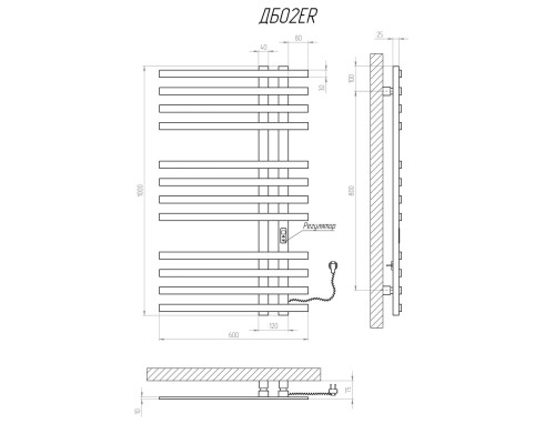 Полотенцесушитель KOSSER Браш 1000х600 ER тайм. черный