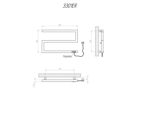 Полотенцесушитель KOSSER  Зета 350х550 ER тайм. черный