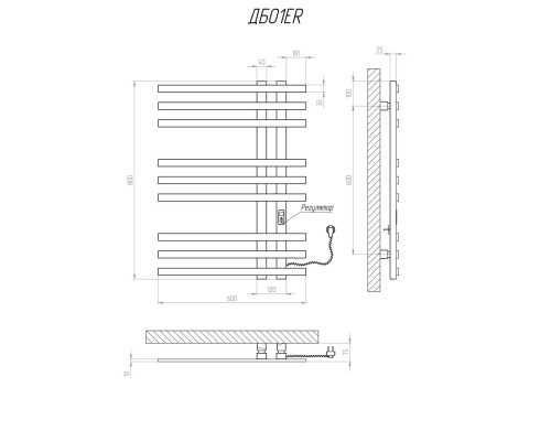 Полотенцесушитель KOSSER Браш 800х600 ER тайм. белый
