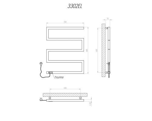 Полотенцесушитель KOSSER  Зета 685х550 EL тайм. белый