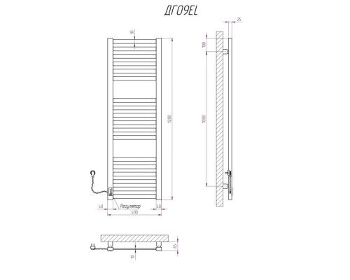 Полотенцесушитель KOSSER Герда 1200х400/18 EL тайм. черный