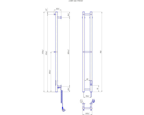 Полотенцесушитель e-INOX Соле 1170х140 TR 2.0 K