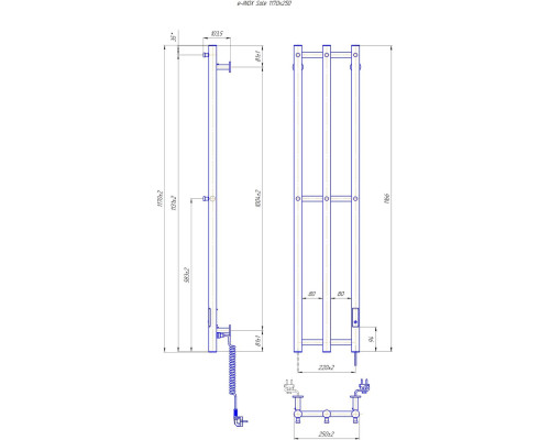 Полотенцесушитель e-INOX Соле 1170х250 TR 2.0 K