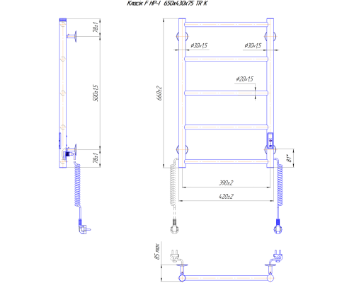Полотенцесушитель Классик F НР-I 650х430/75 TR K