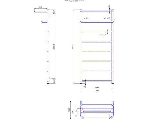 Полотенцесушитель INOX Отель 1170х530/500