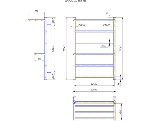 Полотенцесушитель INOX Анкона 770х530/500