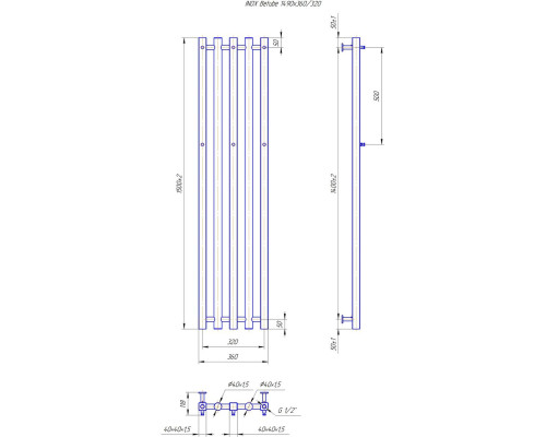 Полотенцесушитель INOX Битуб 1490х360/320