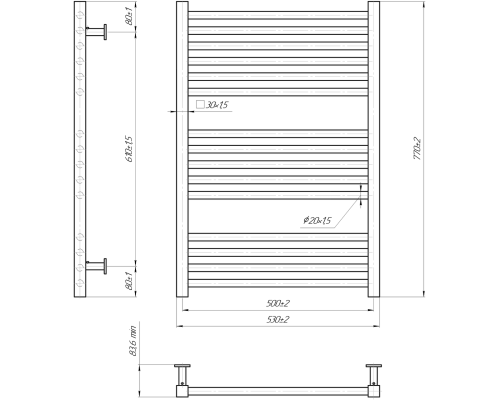 Рушникосушка INOX Гера  770х530/500