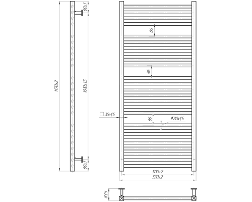 Полотенцесушитель INOX Гера-Люкс 1170х530/500