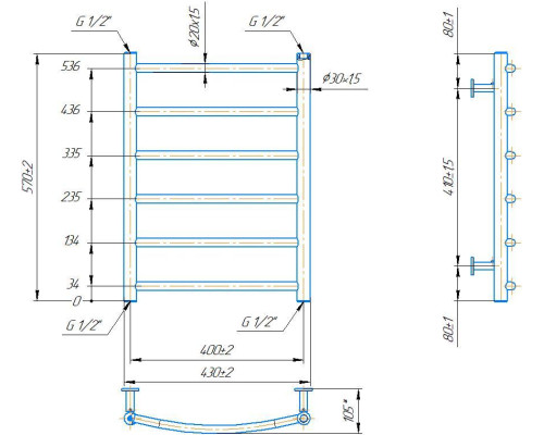 Полотенцесушитель INOX Классик 570х430/400