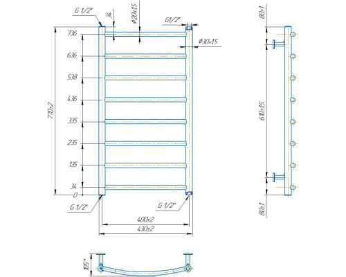 Полотенцесушитель INOX Классик 770х430/400
