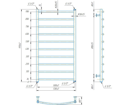 Полотенцесушитель INOX Классик 970х530/500
