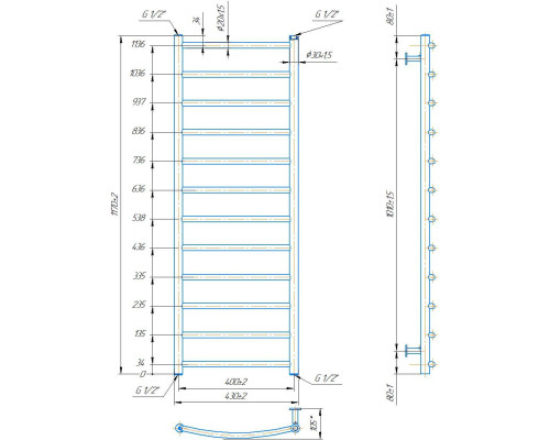 Полотенцесушитель INOX Классик 1170х430/400