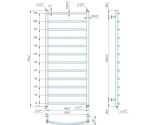 Полотенцесушитель INOX Классик 1170х530/500