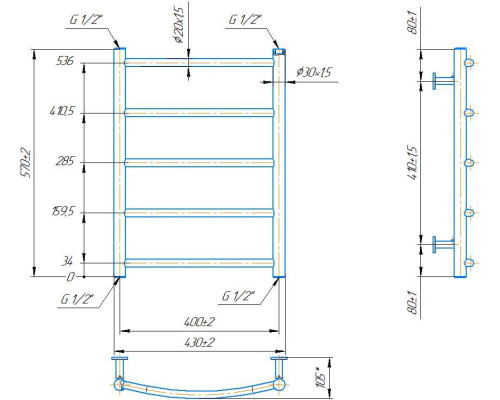 Полотенцесушитель INOX Классик HP 570х430/400