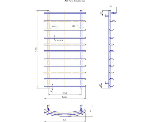 Полотенцесушитель INOX Марио 1170х630/500