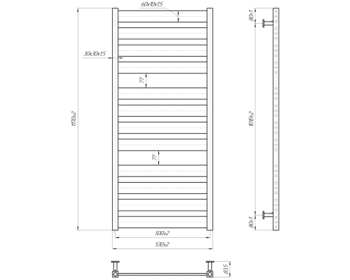 Полотенцесушитель INOX Санти 1170х530/500