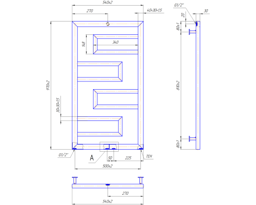Полотенцесушитель INOX Талия 970х540/500/50