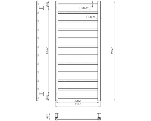 Полотенцесушитель INOX Токио 1170х530/500