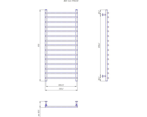 Полотенцесушитель INOX Турин 1170х530/500