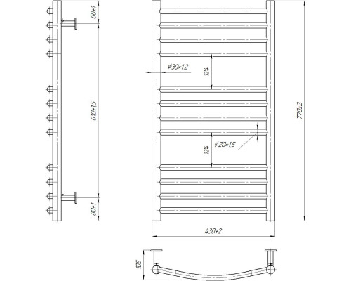 Полотенцесушитель INOX Феникс 770х430/400