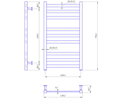 Полотенцесушитель INOX Чикаго 770х430/400
