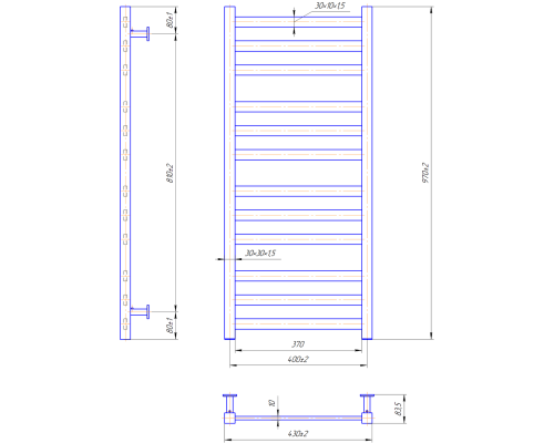 Полотенцесушитель INOX Чикаго 970х430/400