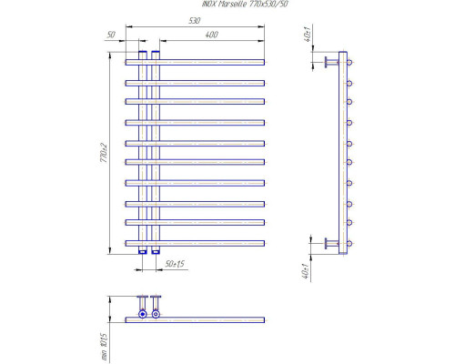 Полотенцесушитель INOX Марсель 770х530/50