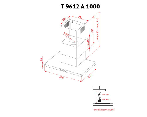 Витяжка декоративна Т-подібна Perfelli T 9612 A 1000 IV LED ( УТ000000226 )