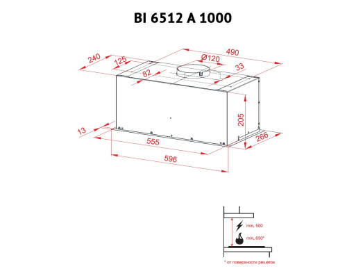 Витяжка повновбудована Perfelli BI 6512 A 1000 I LED ( 00000010905 )