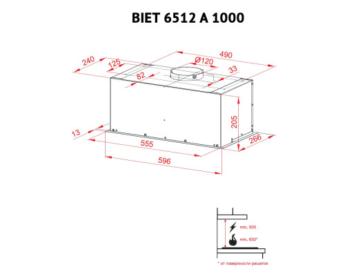 Витяжка повновбудована Perfelli BIET 6512 A 1000 I LED ( 00000010910 )