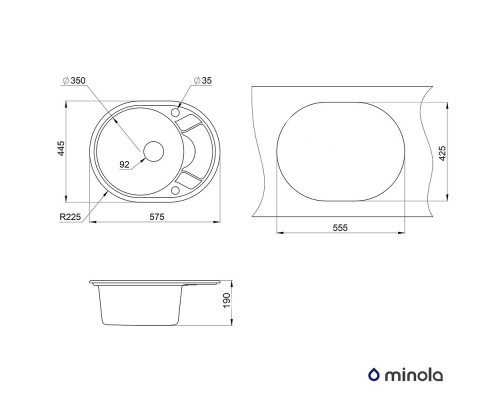 Мийка кухонна гранітна Minola MOG 1145-58 Антик ( 00000010587 )