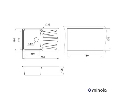 Мийка кухонна гранітна Minola MPG 1150-80 Арктик ( 00000010651 )