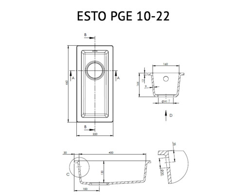 Мийка кухонна гранітна Perfelli ESTO PGE 10-22 SAND ( 00000010803 )