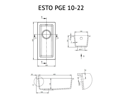 Мийка кухонна гранітна Perfelli ESTO PGE 10-22 WHITE ( 00000010805 )
