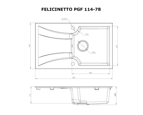 Мийка кухонна гранітна Perfelli FELICINETTO PGF 114-78 WHITE ( 00000010401 )