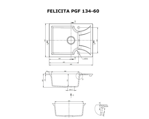 Мийка кухонна гранітна Perfelli FELICITA PGF 134-60 WHITE ( 00000010388 )