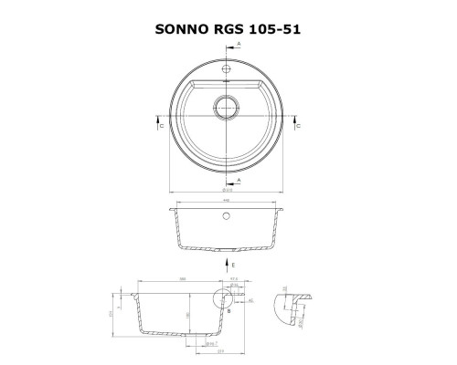 Мийка кухонна гранітна Perfelli SONNO RGS 105-51 SAND ( 00000010477 )