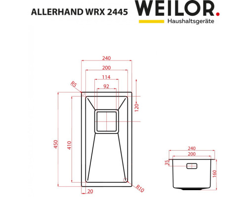 Мийка кухонна нержавіюча сталь WEILOR ALLERHAND WRX 2445