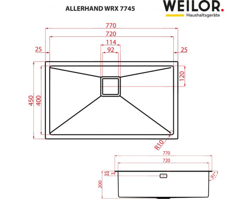 Мийка кухонна нержавіюча сталь WEILOR ALLERHAND WRX 7745