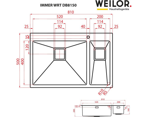 Мийка кухонна нержавіюча сталь Weilor IMMER WRT DB8150 ( УТ000002231 )