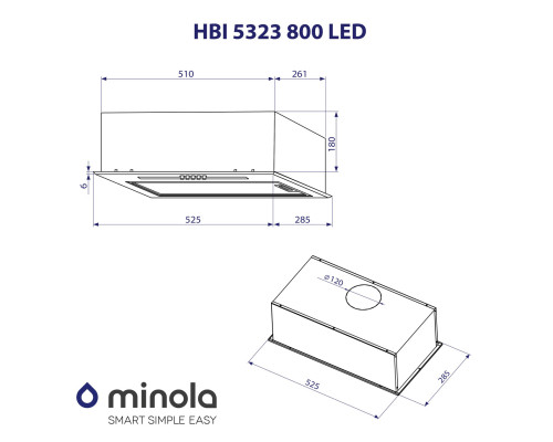 Витяжка повновбудована Minola HBI 5323 I 800 LED ( УТ000002970 )