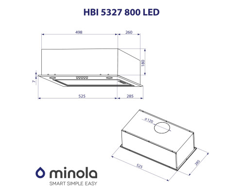Витяжка повновбудована Minola HBI 5327 I 800 LED ( УТ000002954 )